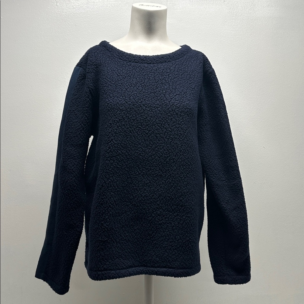 Dudley Stephens Alden Top Sweater Crewneck Shearling Fleece Navy Blue Medium